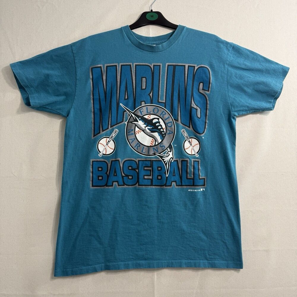 Vintage Artex MLB Florida Marlins Baseball Shirt Large (Fits Men Medium) Blue